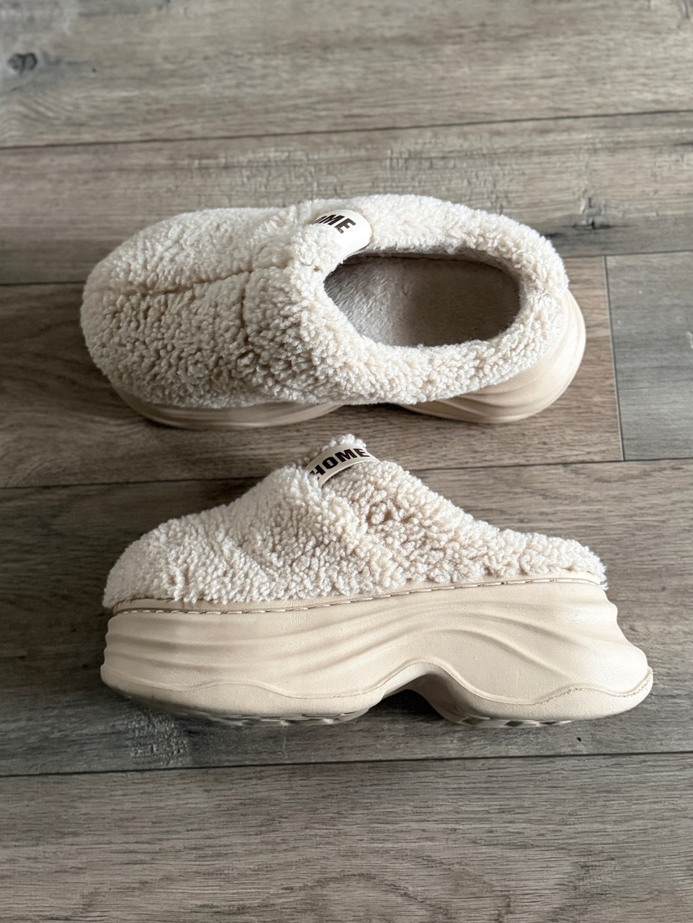 Chunky Platform Slip On Sherpa Slipper Shoes